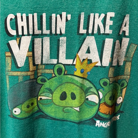 Angry Birds Green Graphic T-Shirt “Chillin Like A Villain” size XL - Picture 2 of 8
